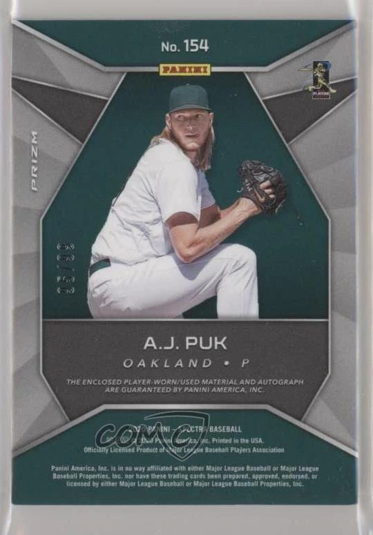 2020 Panini Chronicles Spectra Jersey Neon Blue Prizm /99 AJ Puk Rookie Auto RC - Image 2 of 2