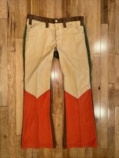 True Vintage 1970s Colorblock Hippie Flare Bell Bottom Pants 32 X 31