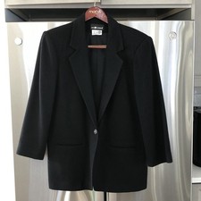 Sag Harbor Women s Wool Blazer Jacket Size 16 Black Lined Old Money Luxury