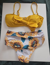 Women s Yellow Floral Bandeau w/Bow Bikini 2-...