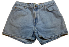 Vintage Levis Shorts Women 941 Orange Tab 1999 Y2K High-Rise Blue Denim Sz 14