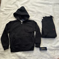 Polo Ralph Lauren Kids Size 5 Dark Gray Grey Pony Logo Hoodie Sweatpants Set