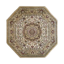 Traditional Octagon Area Rug Design Bellagio 401 Ivory (7 Feet 3 Inch x 7 Fee...