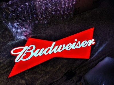 Budweiser Bowtie LED Light-Up Sign Wall Display Bar Mancave Decor  w/ Power
