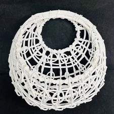 white wicker wall hanging basket boho rustic farmhouse vintage 7x7x3 inch