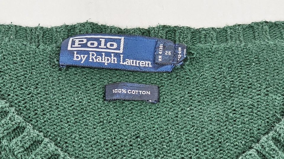 Chaleco Suéter Polo Ralph Lauren De Colección Para Hombres 3XL Verde Cuello en V Púrpura Poni Preppy Foto 2 de 4