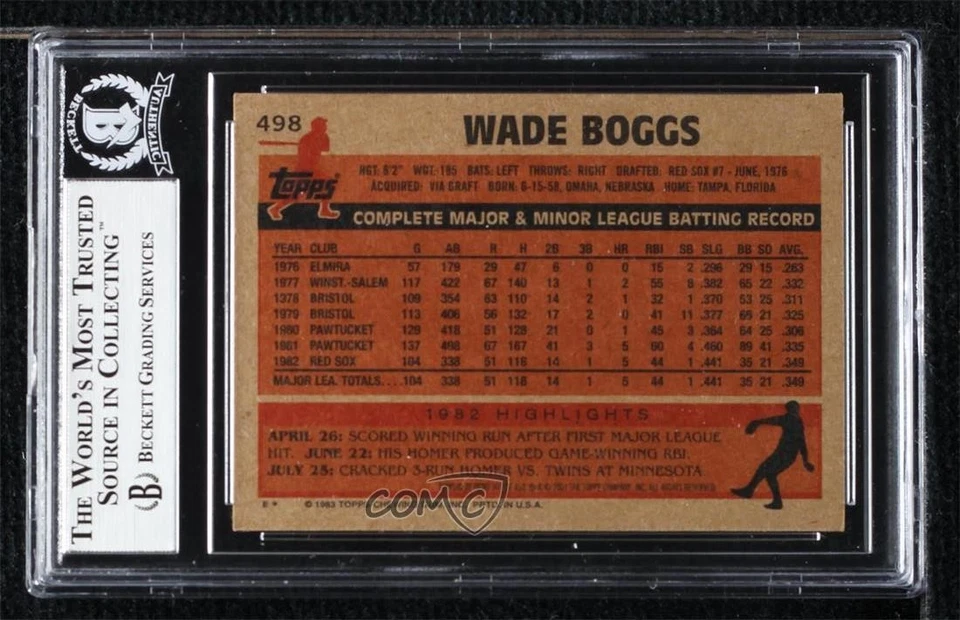 BAS 2001 Topps Archives Wade Boggs #307 BGS Authentic Auto HOF - Image 2 of 2