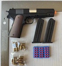 Realistic Toy Gun Colt 1911 Shell Ejecting EVA Foam Blaster Pistol 2 Clips Bonus