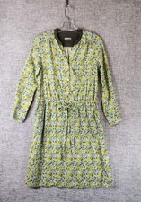 Nombre Impair Floral Shirt Dress Womens *S Yellow Green Retro Tie Waist