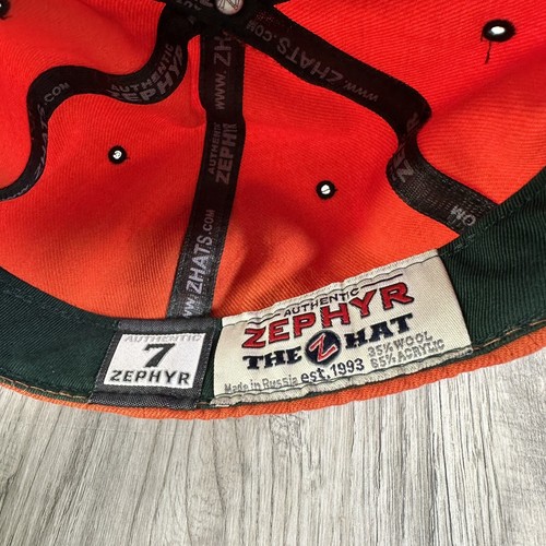 Vintage Miami Hurricanes Fitted Hat Size 7 Zephyr Orange Embroidered 35% Wool - Picture 8 of 10