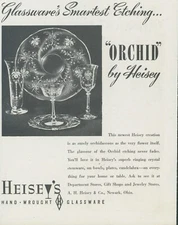 1941 Heisey Glassware Orchid Pattern Etching Hand Wrought Vintage Print Ad LHJ3