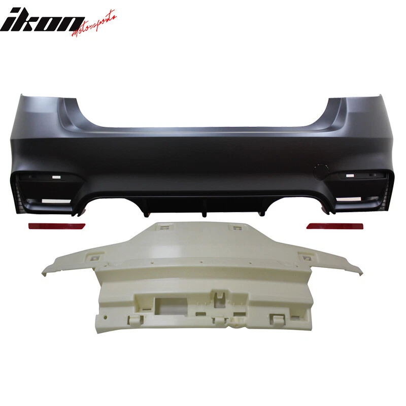Fits 12-19 BMW F30 3 Series M3 M4 Style Rear Bumper Cover Diffuser Twin Muffler Foto 2 de 3