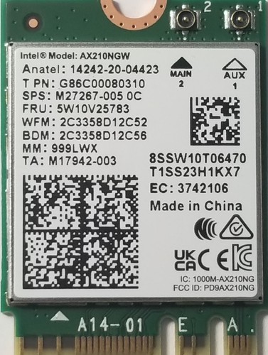 Intel AX210 WiFi 6E upgrade for ThinkPad T470s FRU 5W10V25784 5W10V25783 - Afbeelding 4 van 4