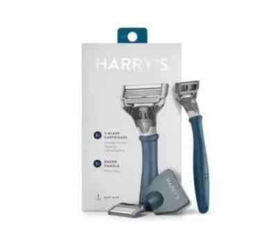 Harry's Razor Dark Blue w/ x2 Refill Cartridges and Travel Cover, New, NO BOX