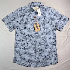 Weatherproof Vintage Shirt Mens Small Blue Button Up Floral Hawaiian SS AOP NWTs