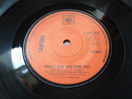 Carlos Santana UK 7" When I Look Into Your Eyes S CBS 1925 WELCOME 1973 - Picture 2 of 5