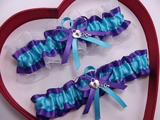 NEW Gorgeous Turquoise Purple White Wedding Garters Prom GetTheGoodStuff A 