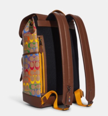 Coach Track Backpack In Rainbow Signature Canvas NWT MSRP  display picture 1