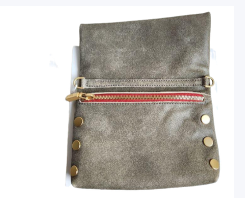 Hammitt VIP Small Pewter Brushed Pochette Crossbody Bag Grey Excellent - Picture 5 of 6