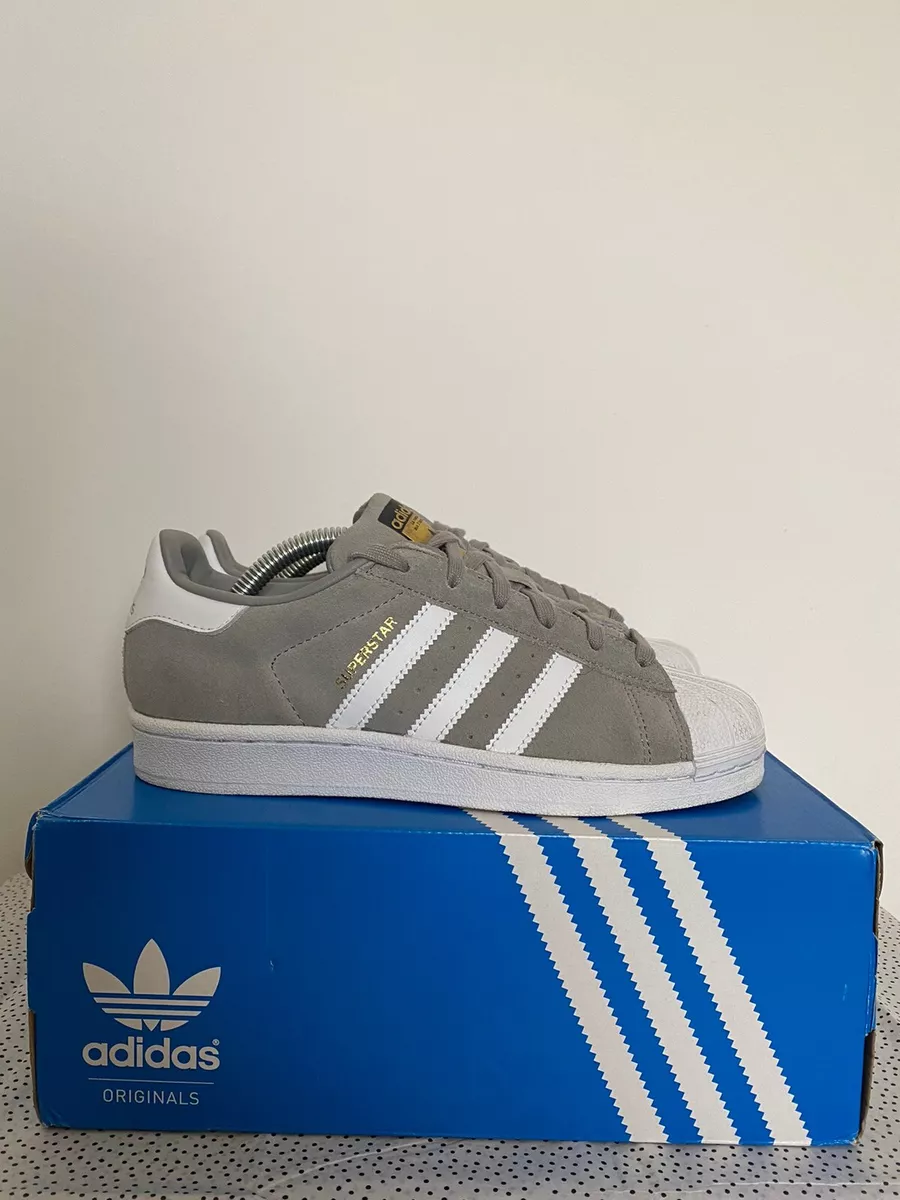Adidas Originals Superstar Grey White suede leather trainers UK 4