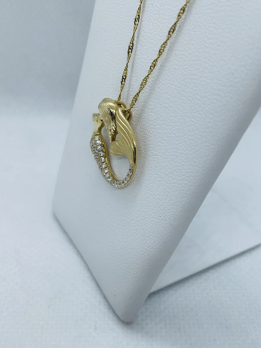 14k Yellow Gold Diamond Mermaid Necklace
