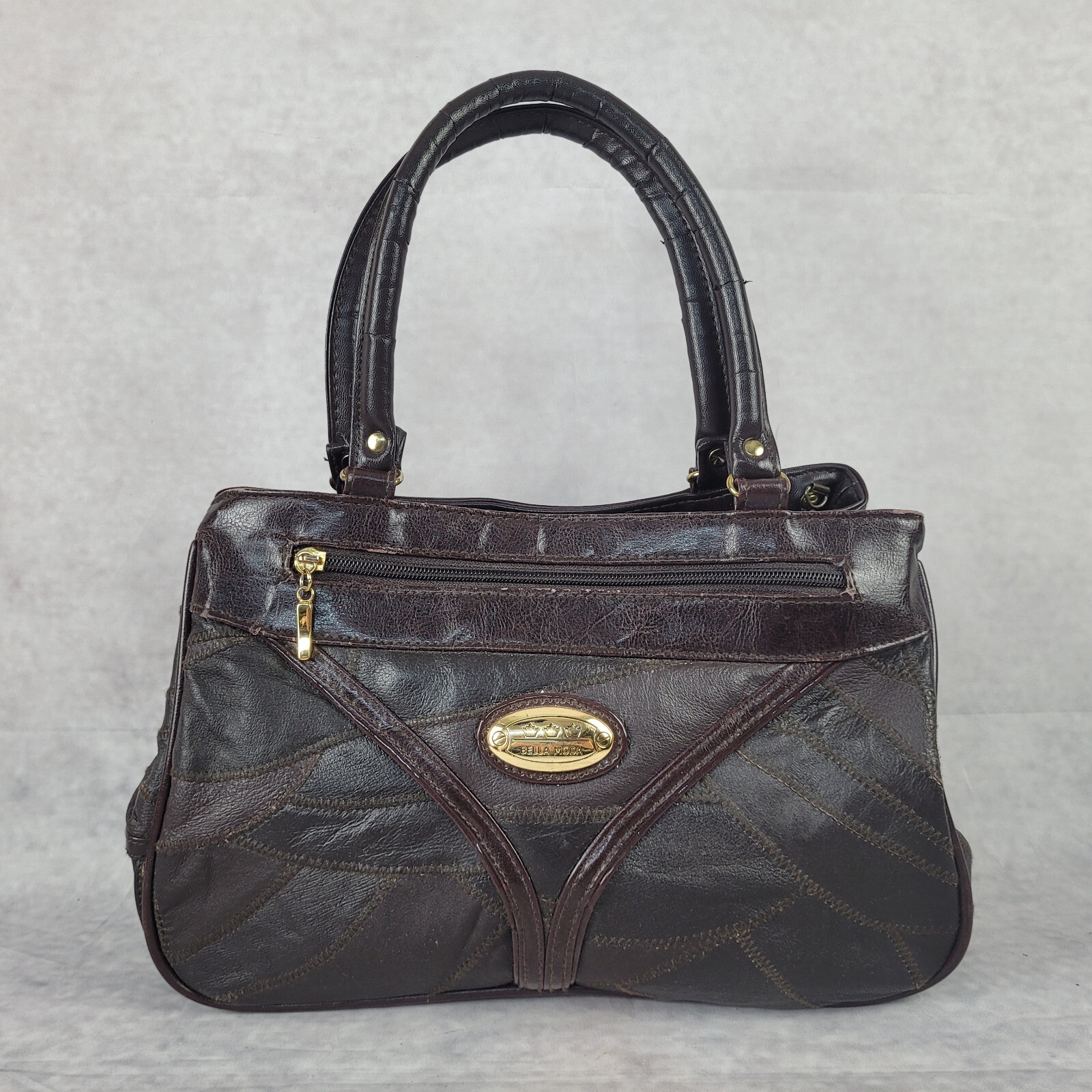 Wunderschöne Vintage Handtasche Bella Moda 90er Damen braun Leder Made in Italy