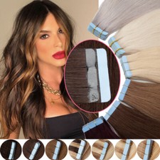 Russian Full Thick Tape In Stick Human Hair Extensions Real Remy Skin Weft Braun