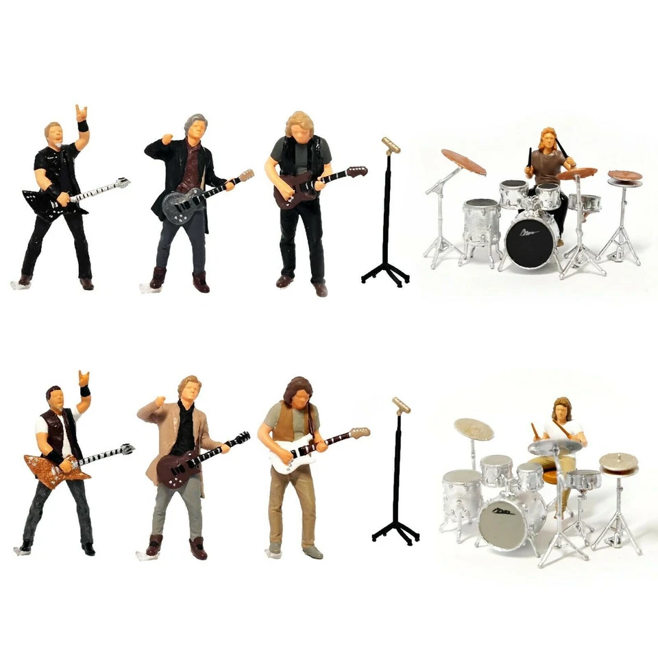 Bateria banda de rock 1:64 baterista design 3D original boneca modelo carro liga - Imagem 3 de 4