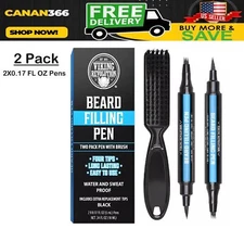 Beard Pen Black Pencil Filler for Men Pen Kit Long Lasting Beard Filer Pen Brush
