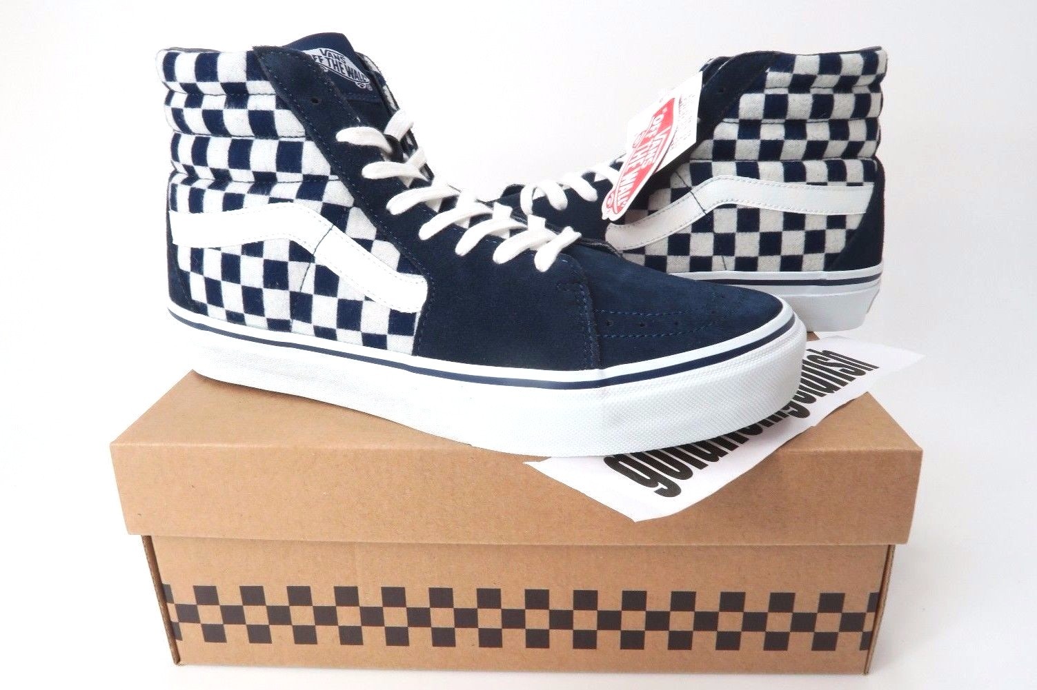 DS VANS V38CL SK8-HI JAPAN INDIGO blu NEVY bianca CHECK 568043 0001 DS VANS V38CL SK8-HI JAPAN INDIGO blu NEVY bianca CHECK 568043 0001