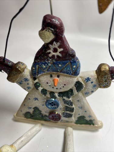 Ceramic Snowman Dangle Legs Hanging Christmas Tree Ornament - Picture 6 of 7