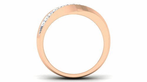 Pave 0,40 cts naturali diamanti Unisex fascia Anello in 750 Solido 18K oro rosa - Foto 4 di 4