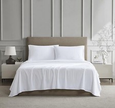 Luxury Cotton Percale 4-Piece Sheet Set Full White