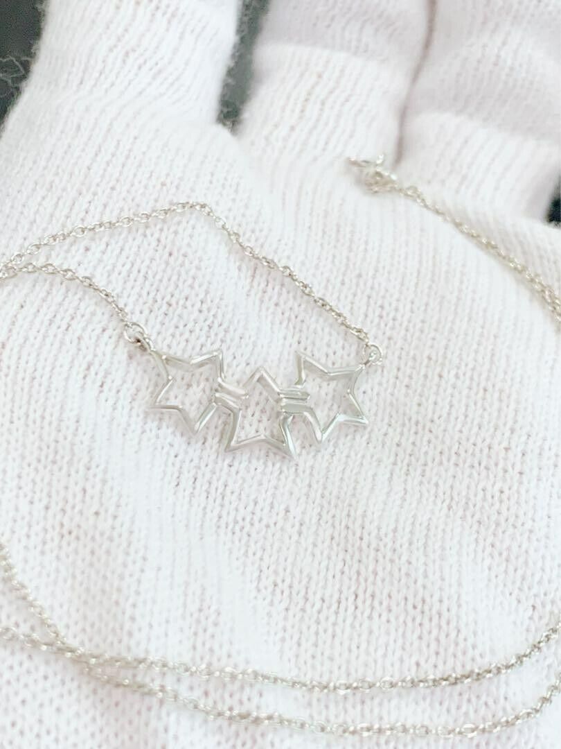 Tiffany &Co. Triple Open Star Necklace Sterling Silver 925 Tiffany &Co. Triple Open Star Necklace Sterling Silver 925