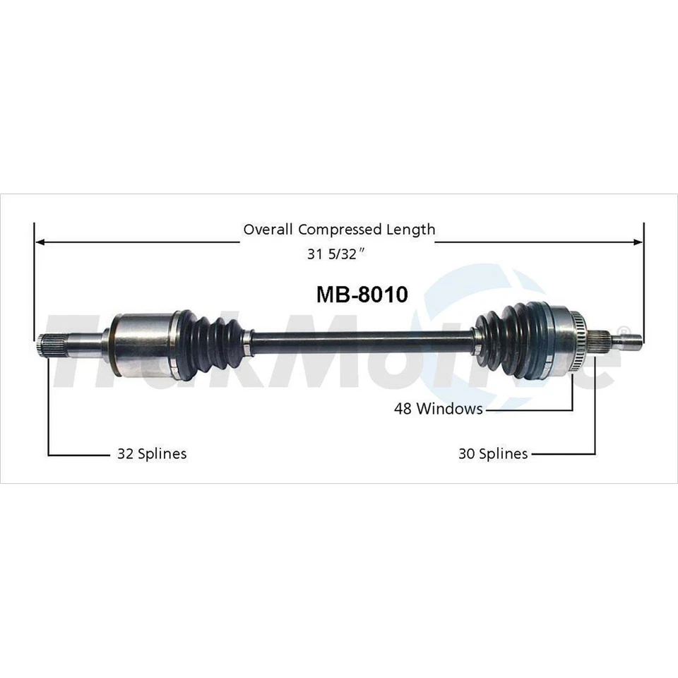 Вал оси TrakMotive CV 2x подходит для Mercedes-Benz ML320 1998-2003 годов выпуска - Изображение 2 из 2