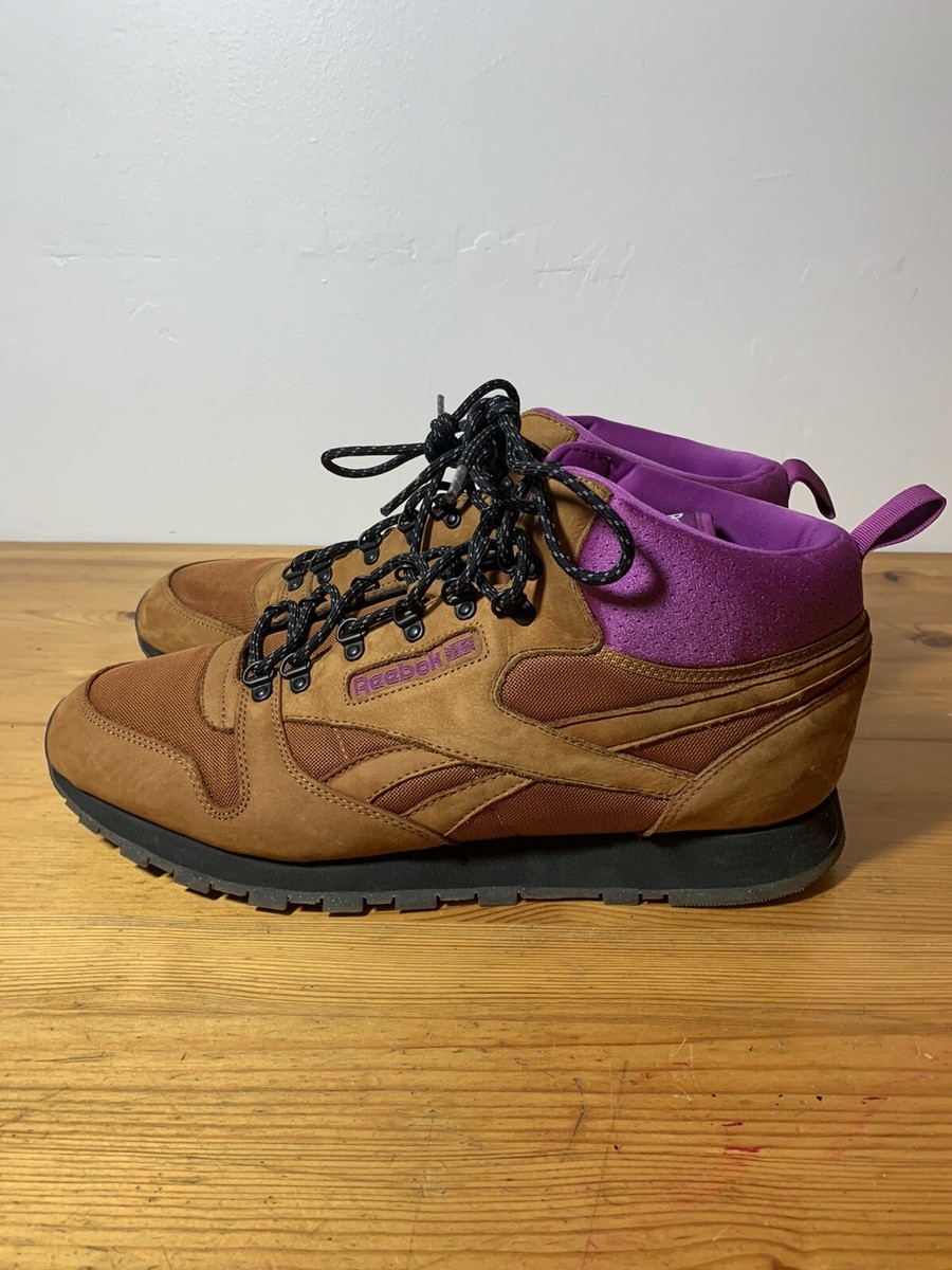 REEBOK CL LEATHER MID R12 FOOT PATROL V53623 BROWN PURPLE GRAVEL