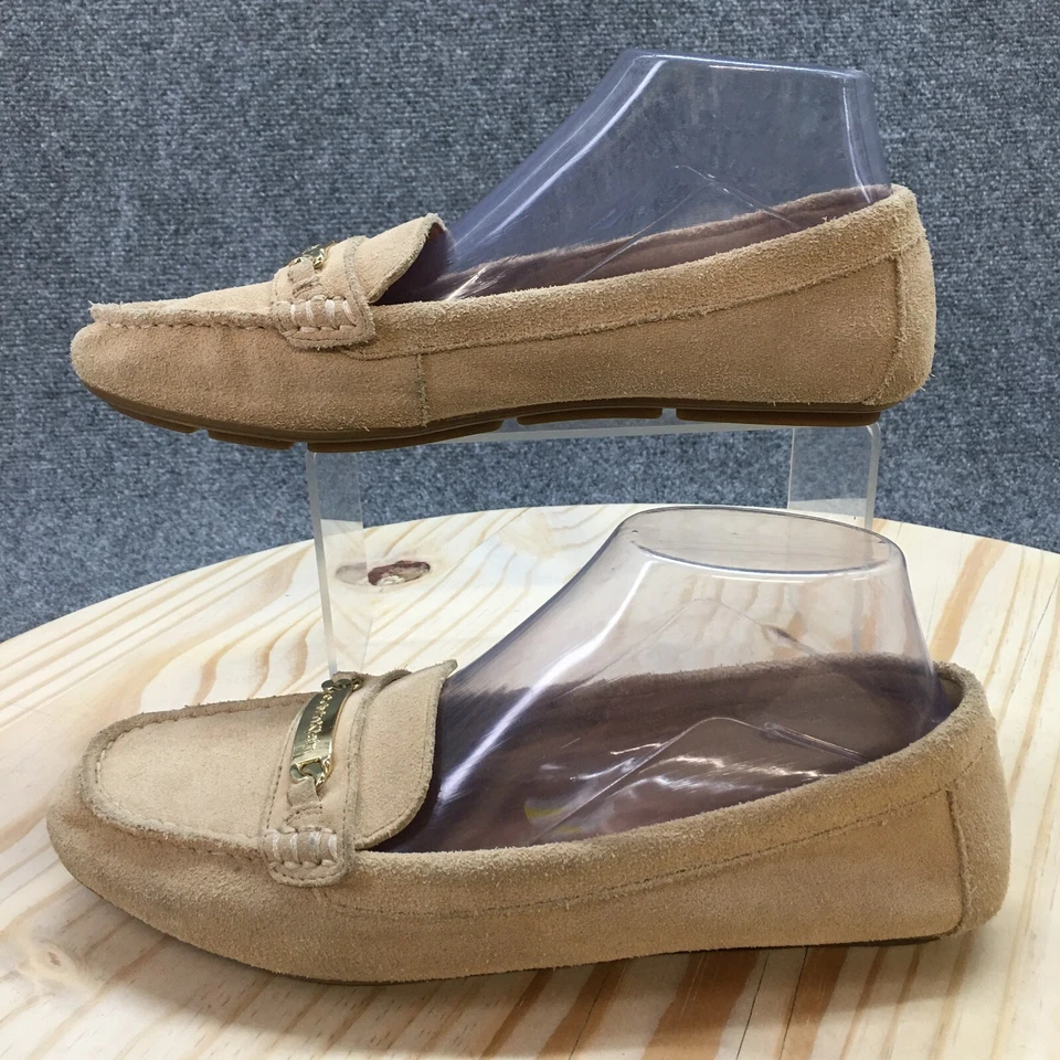 Calvin Klein Zapatos Mujer 9 Lunasi Mocasines Planos Marrón Gamuza Sin Cordones Foto 2 de 4