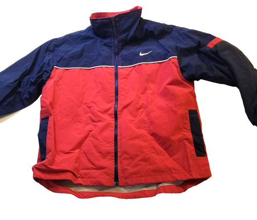 Nike Jacket Kids Boys Size Medium 6 Red Windbreaker Long Sleeve Full Zip Lined - Picture 4 of 9
