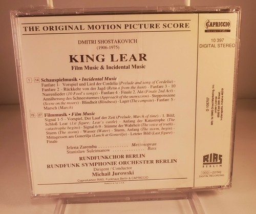 Shostakovich, Dimitri-(1906-1975) King Lear Film, and Incidental Music CD, NEW - Foto 2 di 2