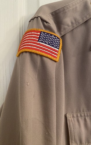 Dress shirt, military, long sleeves w/gold buttons, flag/Army vet patches, 17x33 - Picture 8 of 14