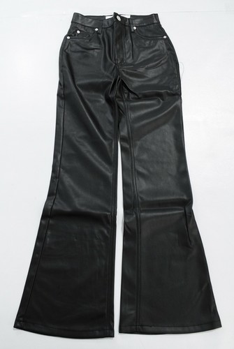 Bershka Mujer Flare Pantalones de cuero de imitación Pequeño CD4 Negro  Nuevo Con Etiquetas | eBay