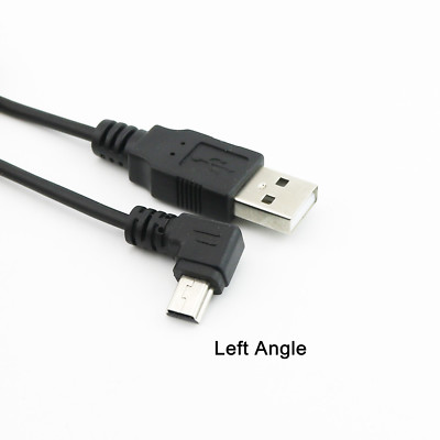 1x USB 2.0 Spiral Coiled Cable A Male to Mini B 5 PIN Male Left Angled 90 Degree