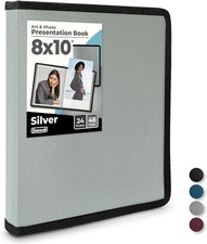 Photo Album 8X10 Binder Silver , 8 X 10 Photo  Art Portfolio Presentation Book