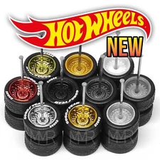 1/64 Scale STEELIES v2 Real Rider Wheels Rims Tires Set for Hot