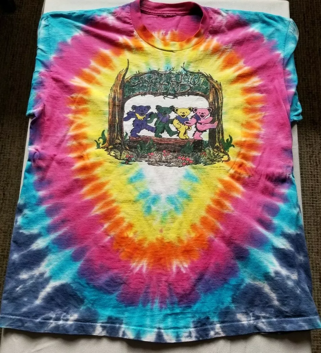 Vintage 1990 Grateful Dead 25th Anniversary Tie Dye Dancing Bears T-Shirt
