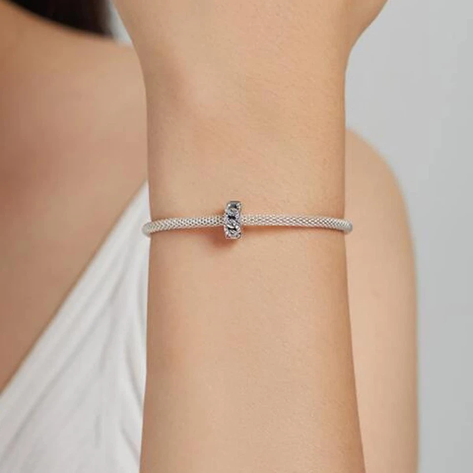 Pulseras espaciadoras con clip de plata de ley 925 azul blanco cristal encanto Cli 2 piezas Foto 3 de 3