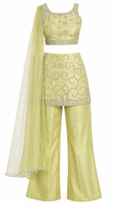 Bollywood Unique Crop Top Pant 3 piece Salwar kameez Set Medium Size