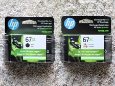 HP 67XL 2-Pack High Yield Ink Cartridges - Black/Tri-color NEW 03/2026