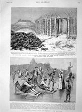 Old Antique Print 1894 Sledge Race Hindeloup Holland Sofa Africa Ka-Yima 19th