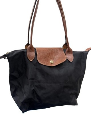 Longchamp Le Pliage Original Tote Bag Black Recycled Shoulder Purse France Med